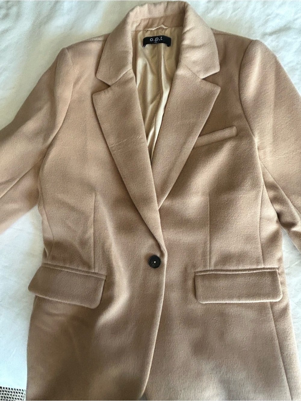 O.P.I. Women's Tailored Camel Single-Button Blazer